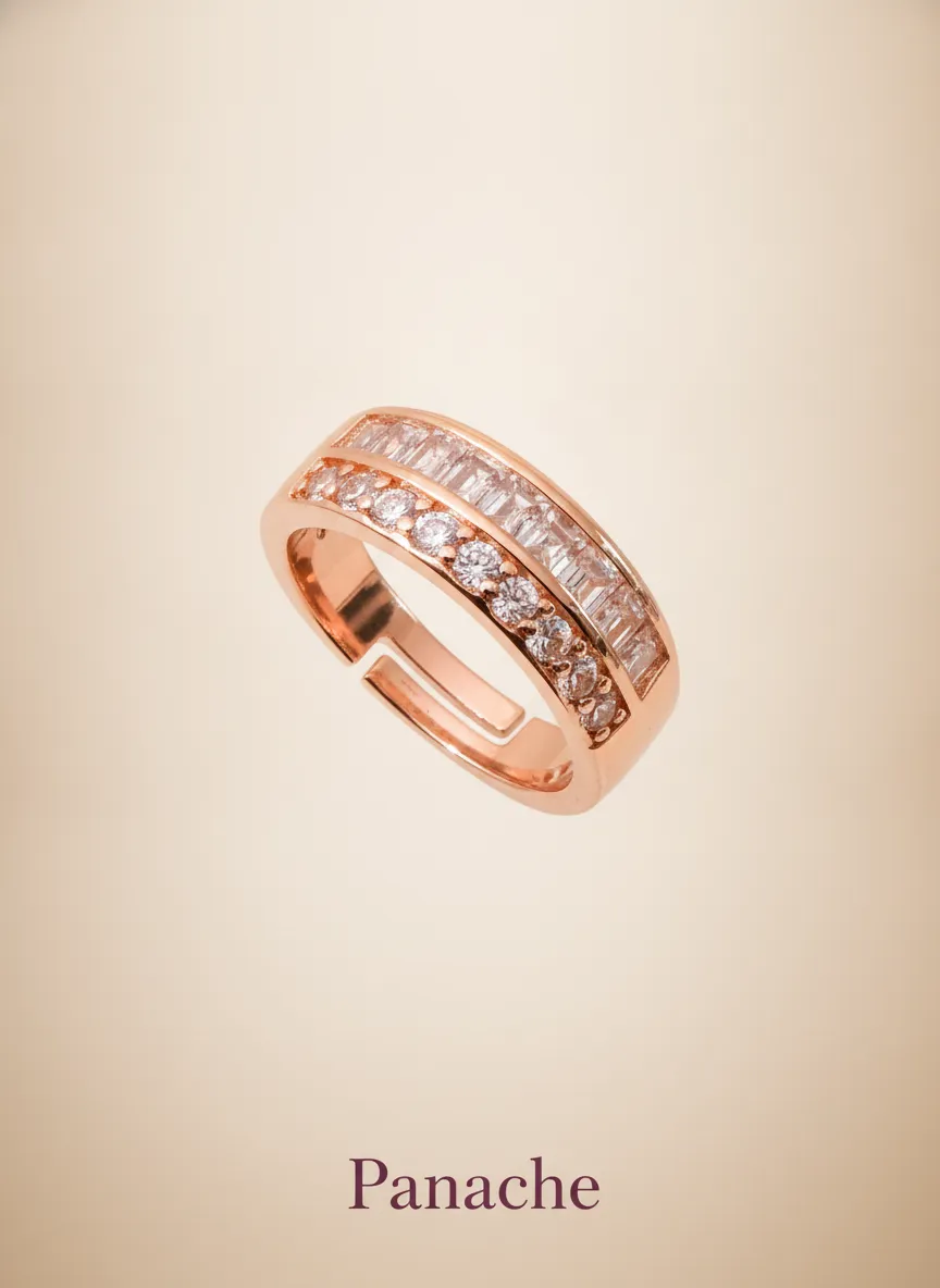 Rose Gold Dual Row Band Ring