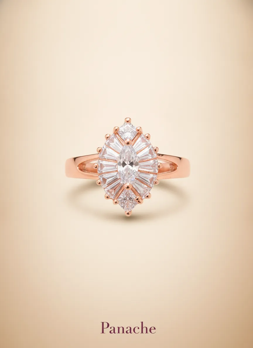 Rose Gold Marquise Halo Ring