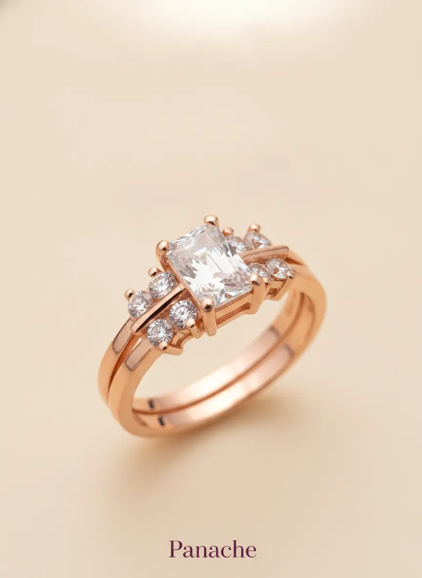 Rose Gold Emerald-Cut Cluster Ring