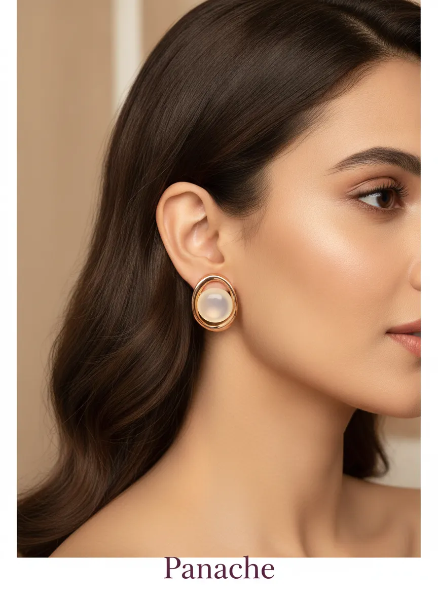Golden Halo Opal Stud Earrings
