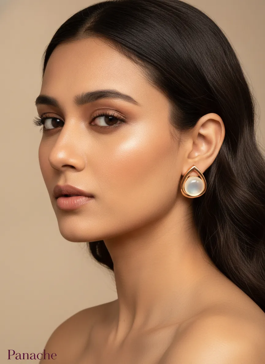 Ivory Teardrop Stud Earrings