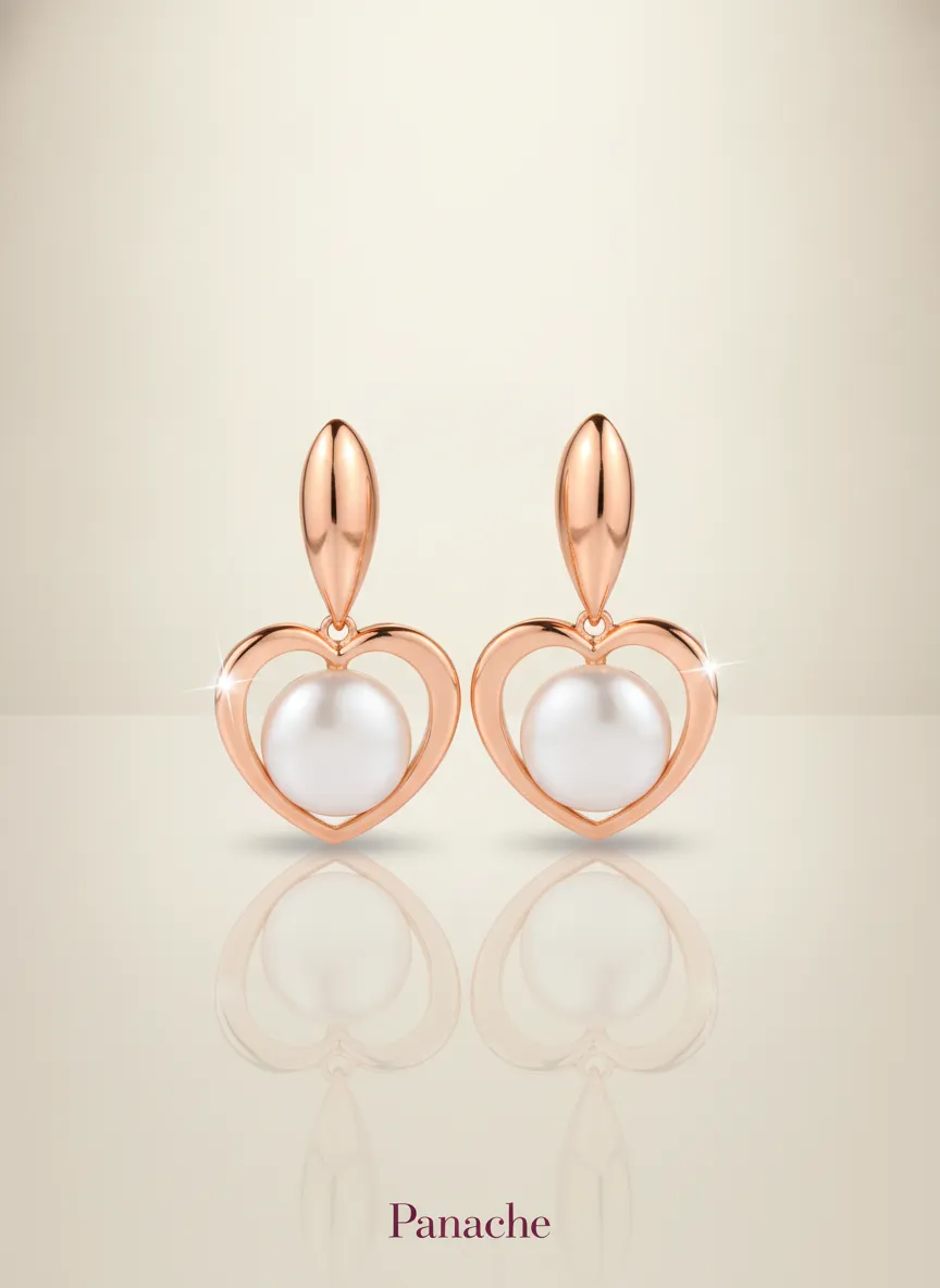 Golden Heart Opal Stud Earrings