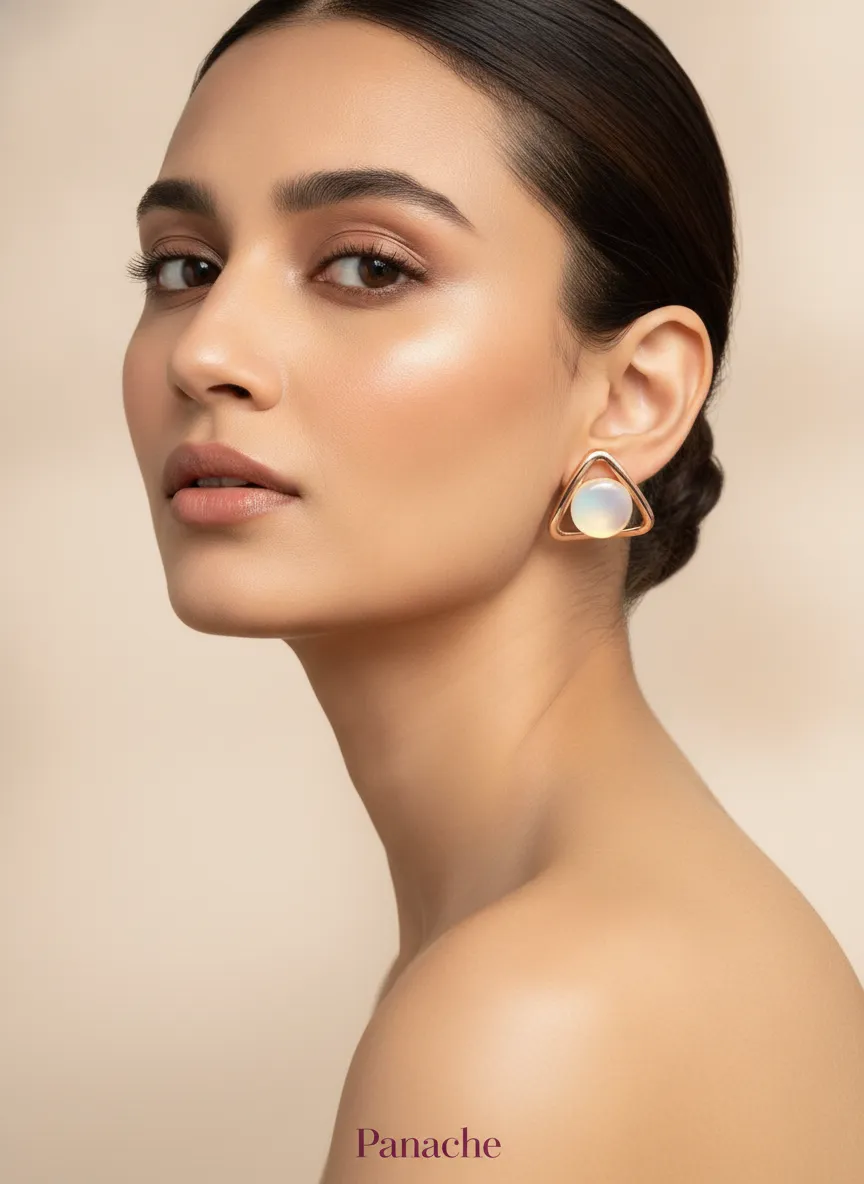 Triangle Pearl Stud Earrings