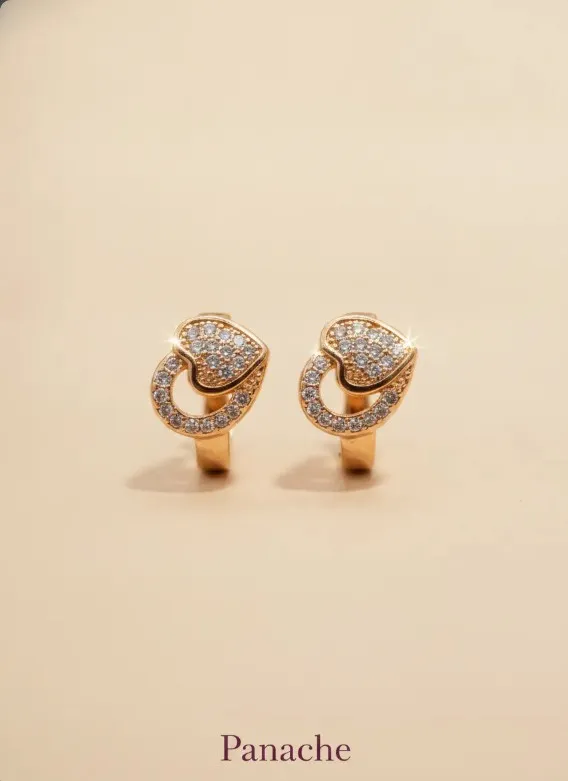 Gold Heart Huggie Earrings