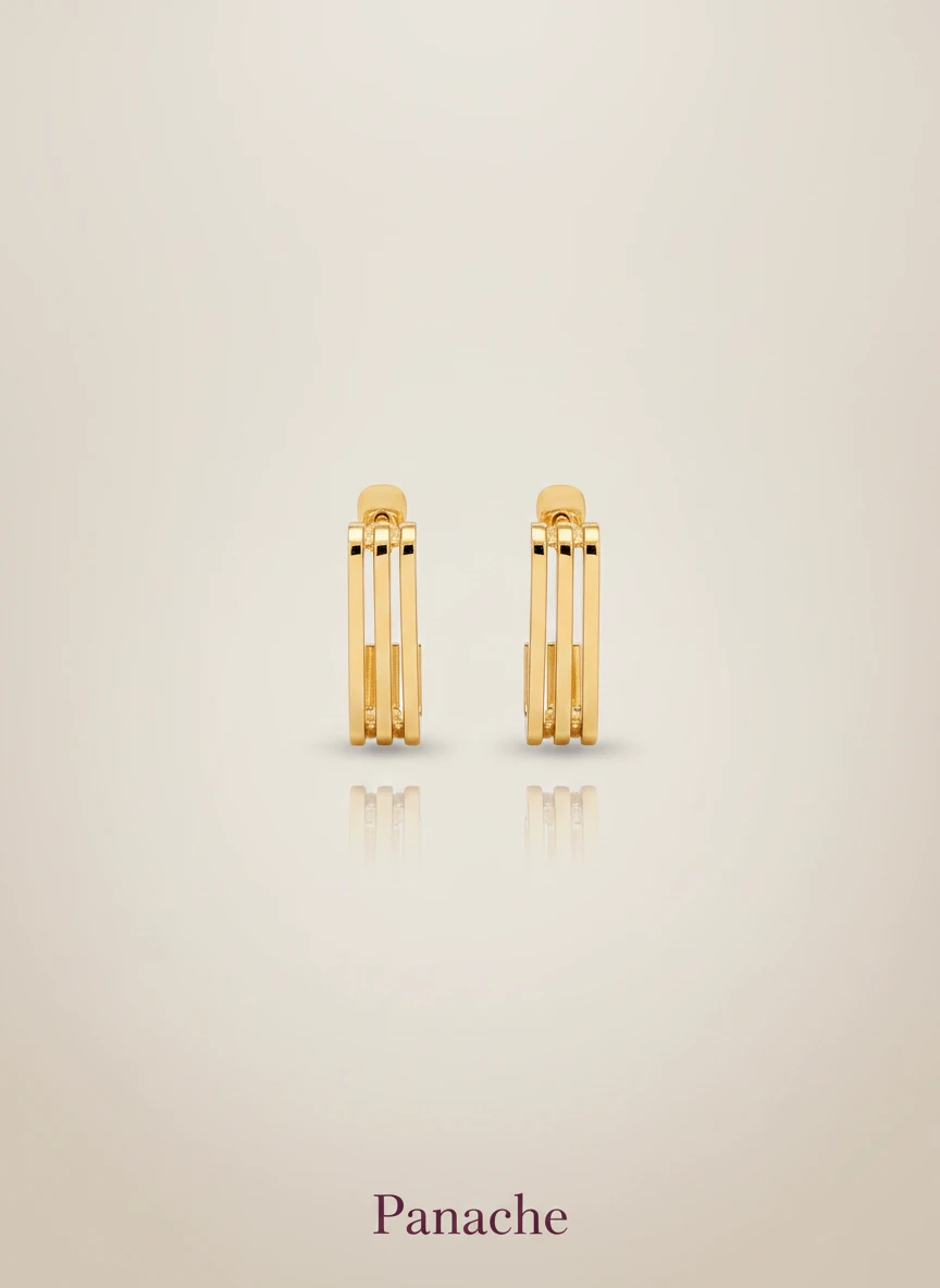 Gold Square Geometric Hoop Earrings