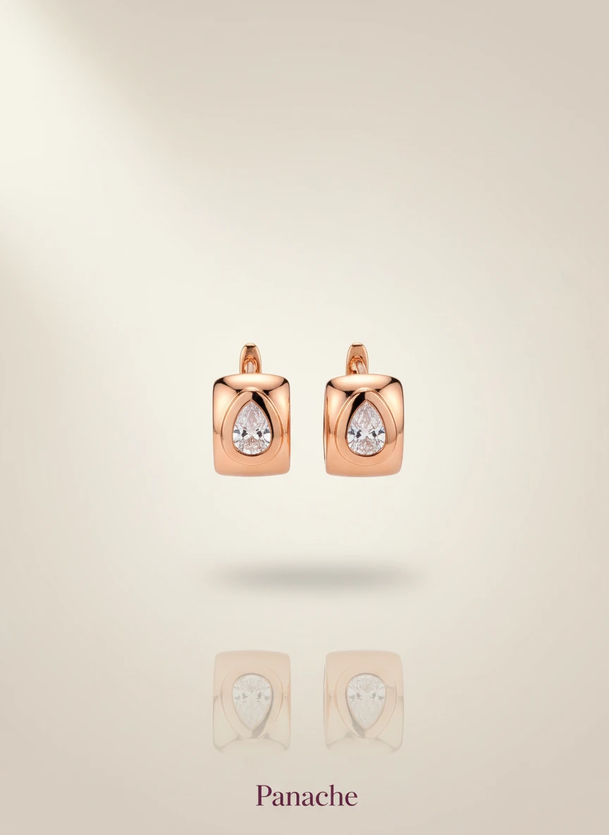 Rose Gold Teardrop Huggie Earrings