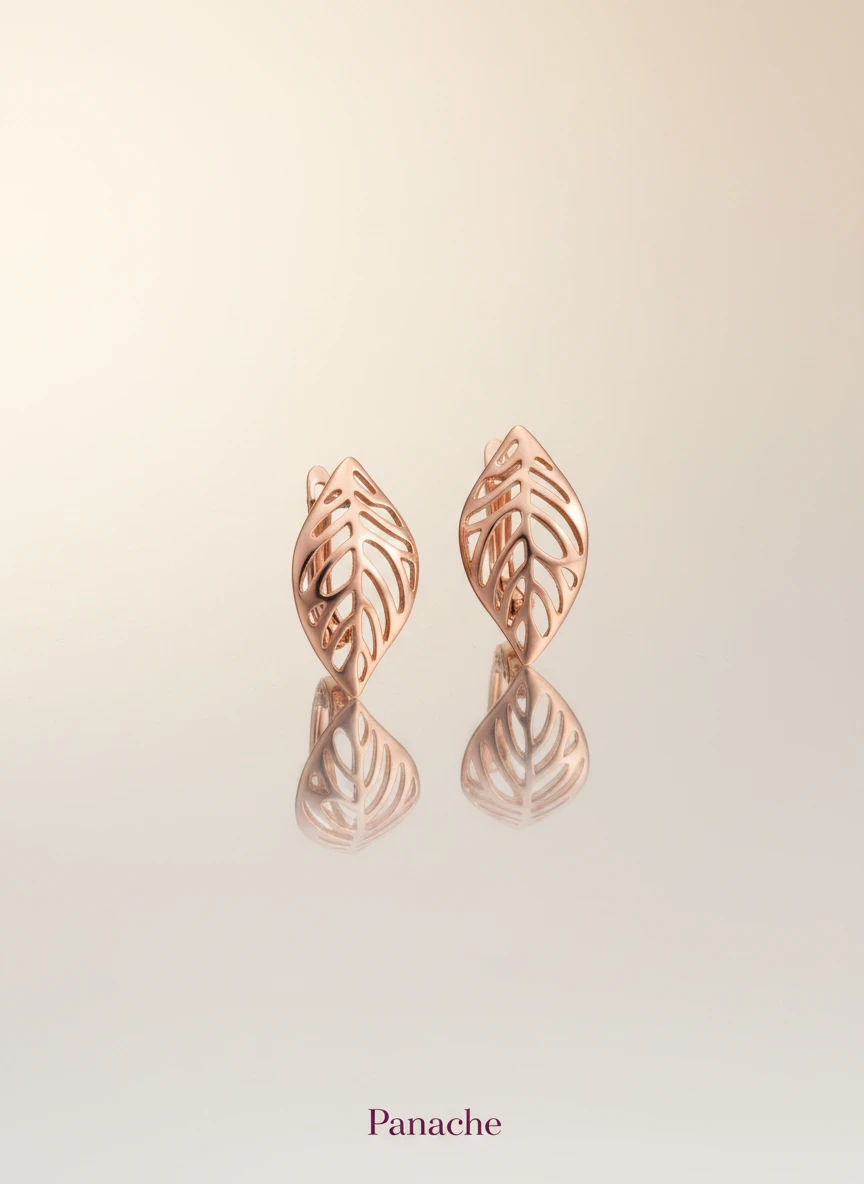 Rose Gold Leaf Cutwork Earrings