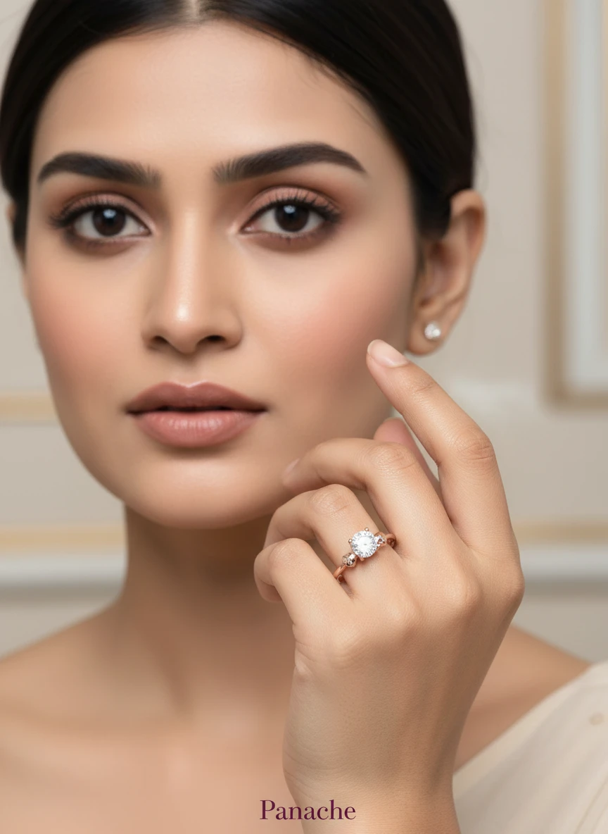 Rose Gold Petal Solitaire Ring
