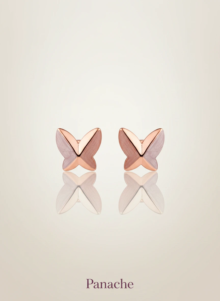 Rose Gold Sculpted Butterfly Earrings