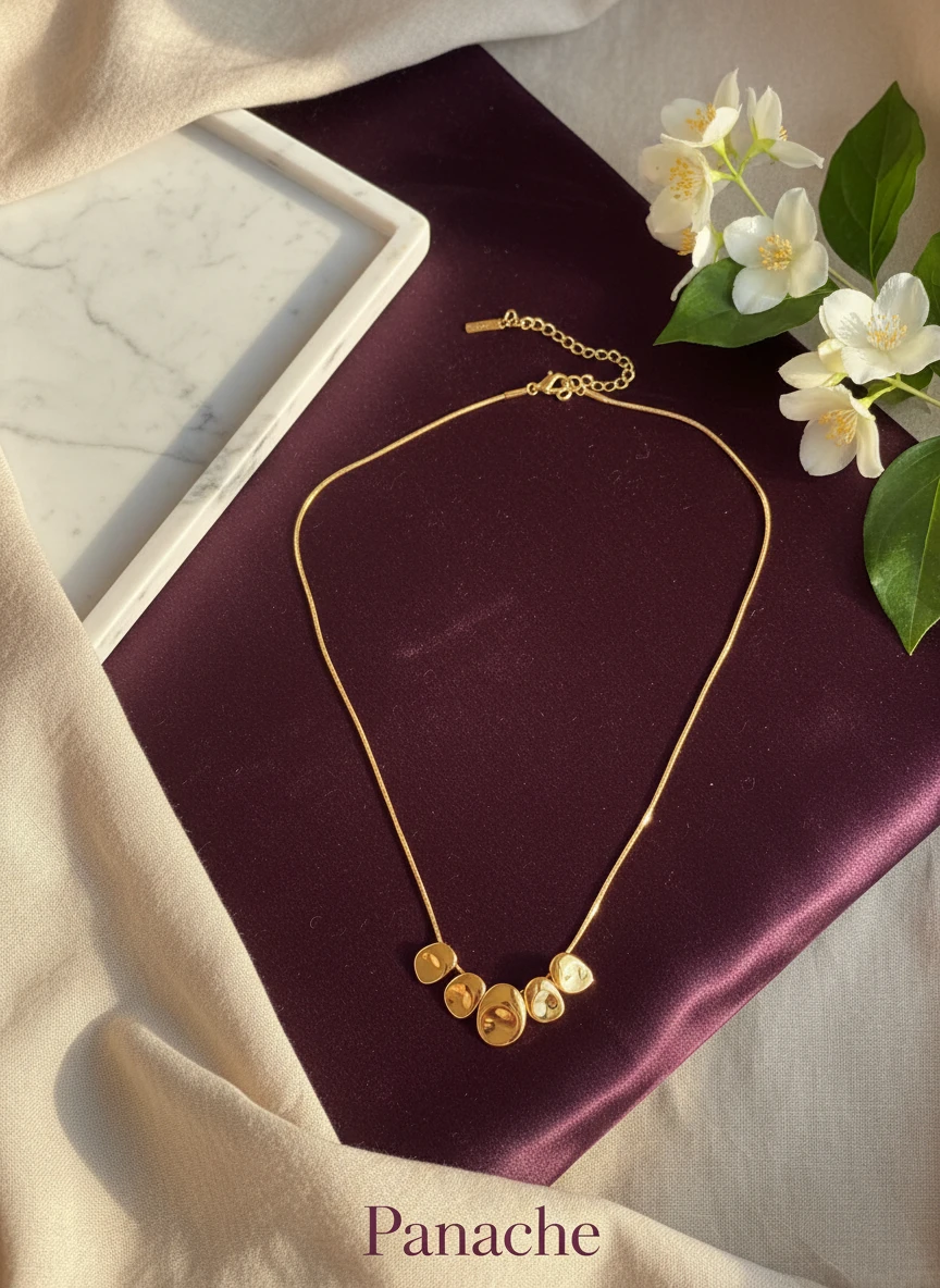 Golden Pebble Cluster Necklace