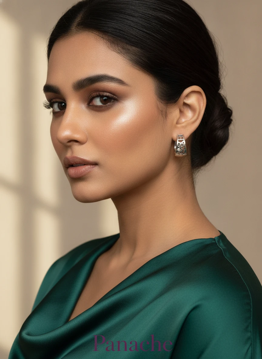 Silver Cutwork Huggie Hoop Earrings
