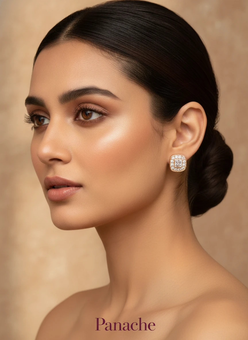 Cushion Cut Sparkle Stud Earrings