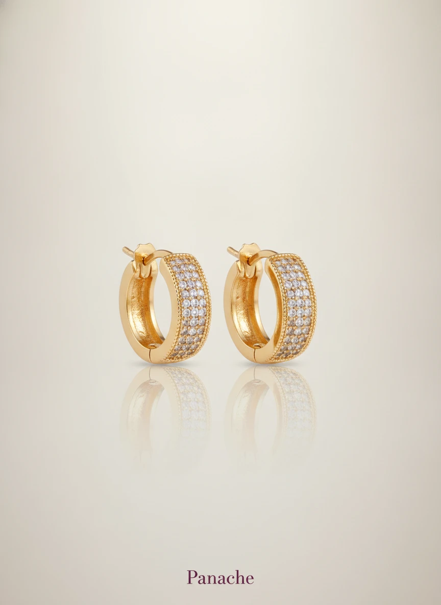 Pave Crystal Gold Hoop Earrings
