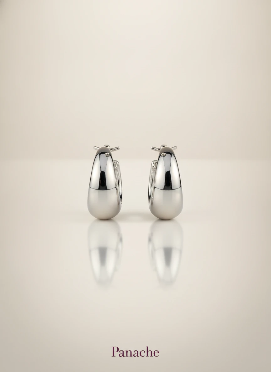 Silver Chunky Dome Hoop Earrings