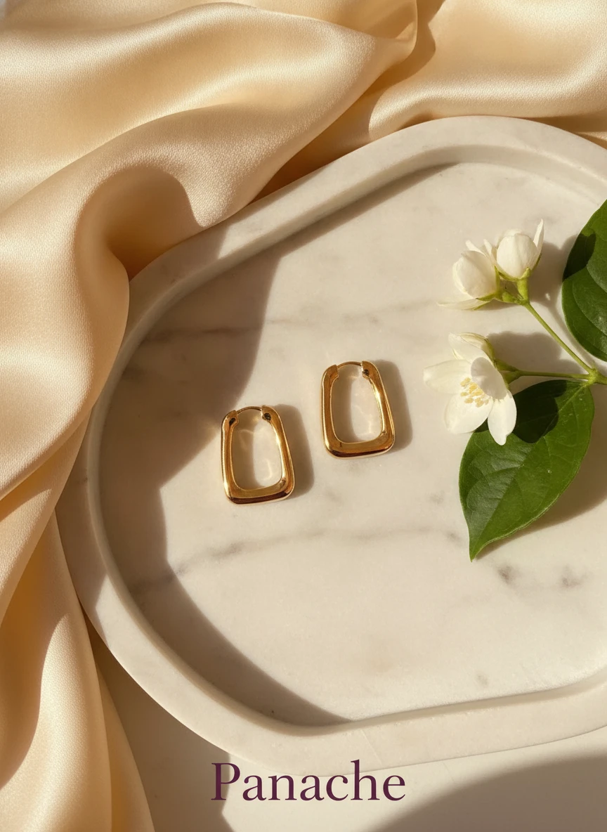 Gold Rectangle Hoop Earrings