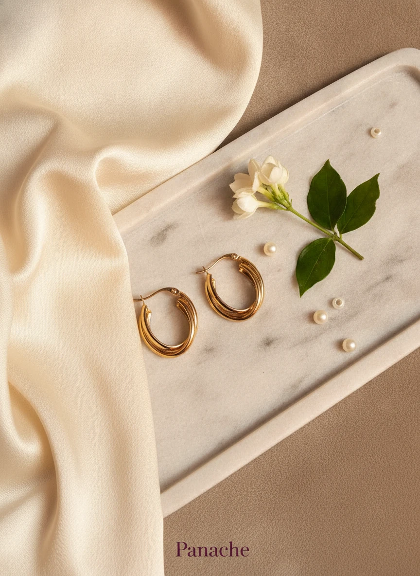 Triple Band Gold Hoop Earrings