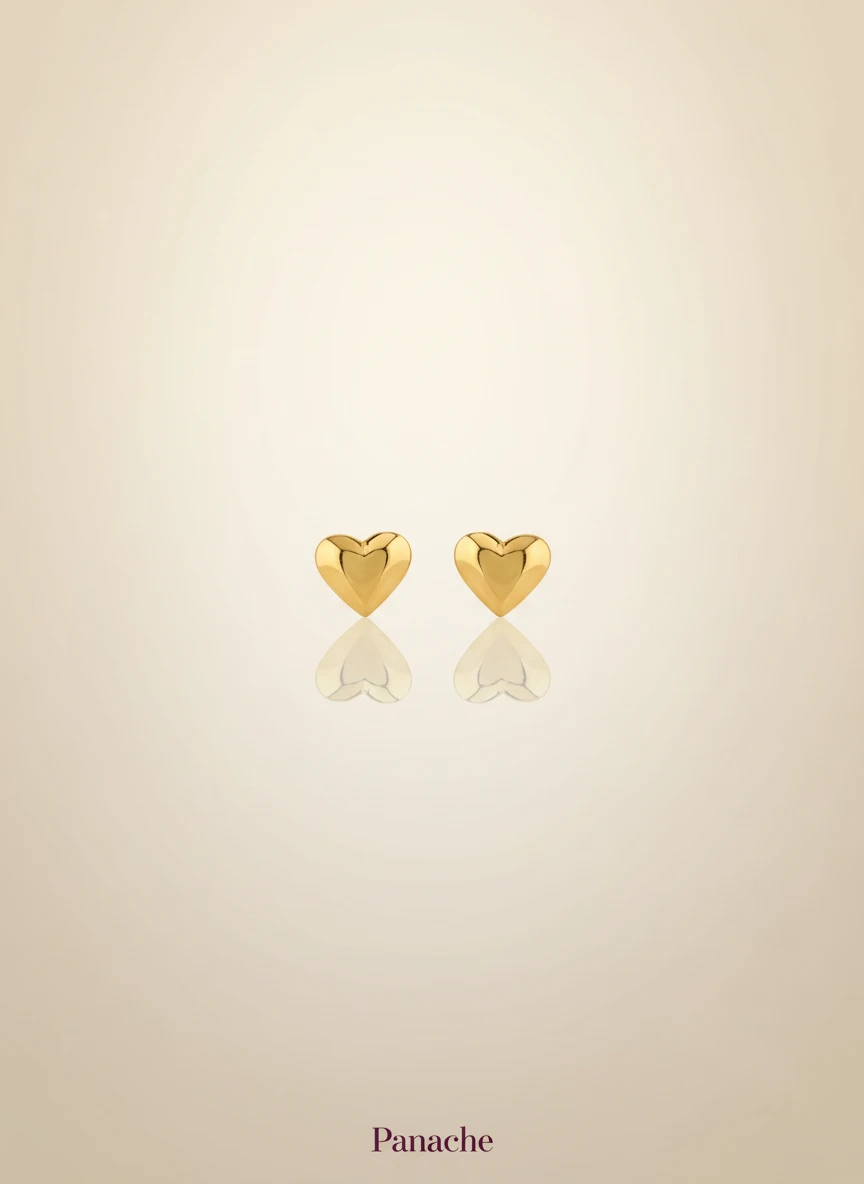 Golden Heart Stud Earrings
