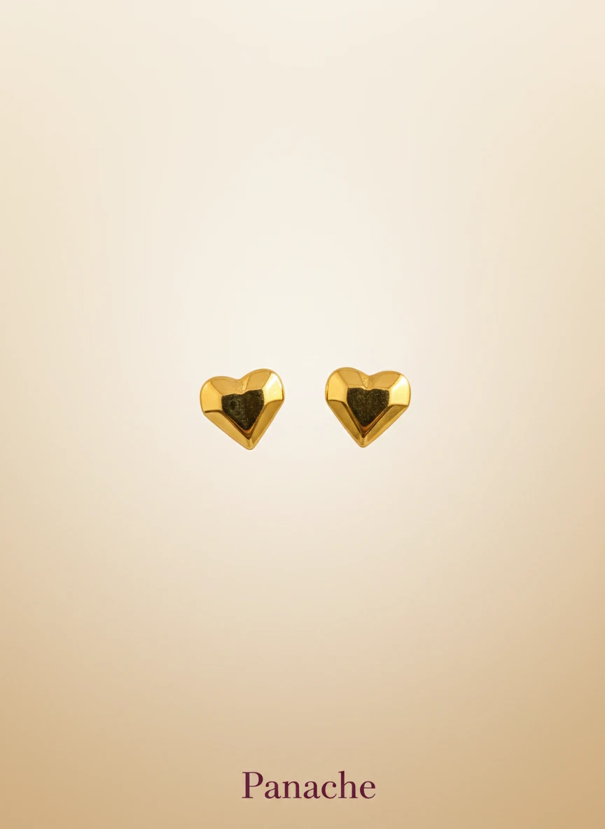 Golden Heart Stud Earrings