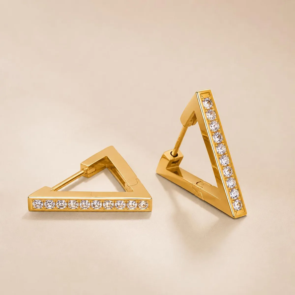 Golden Triangle Crystal Stud Earrings