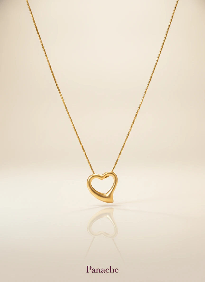 Golden Open Heart Pendant Necklace