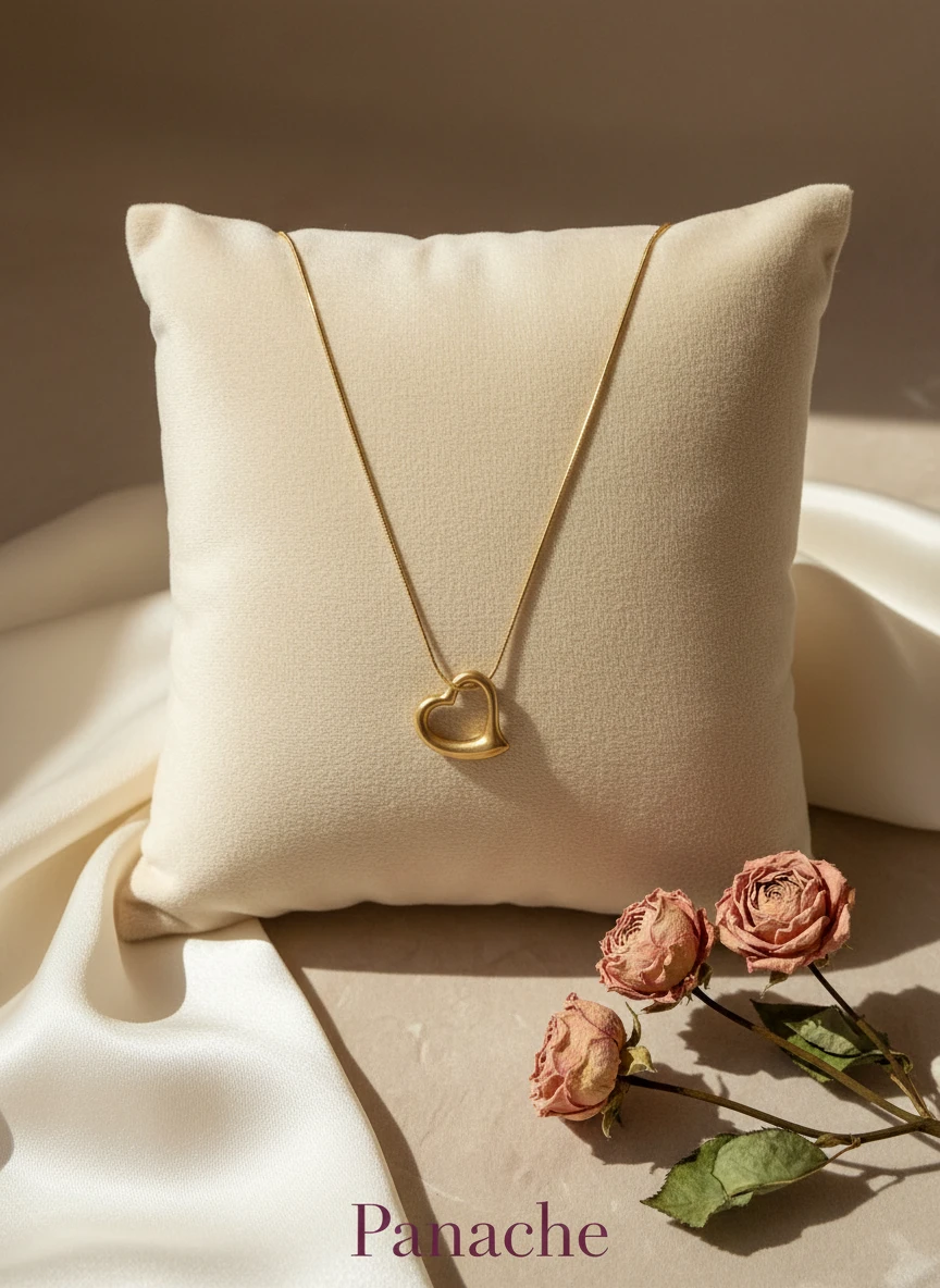 Golden Open Heart Pendant Necklace