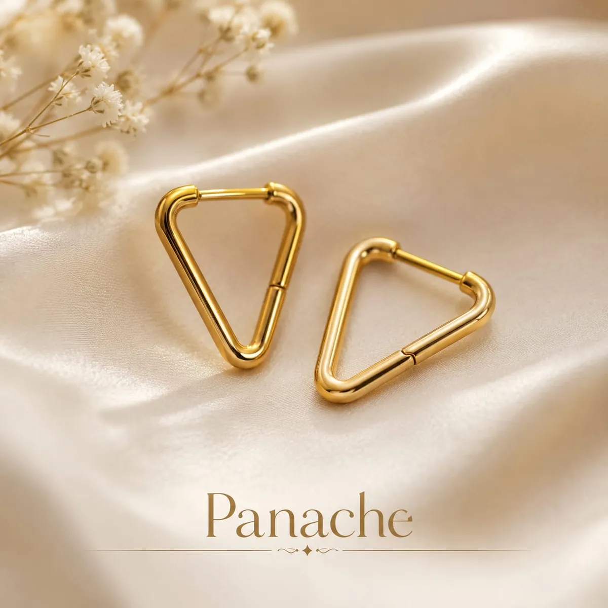 Gold Triangle Geometric Hoop Earrings